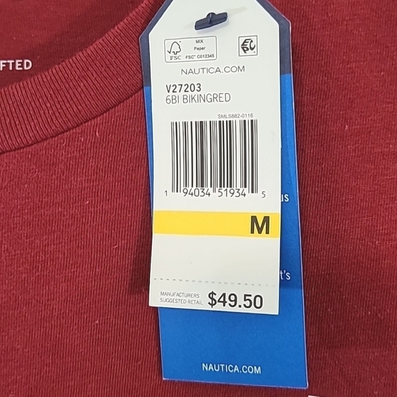 *NWT* NAUTICA Red Graphic Long-Sleeve Shirt, size Medium - Picture 5 of 6